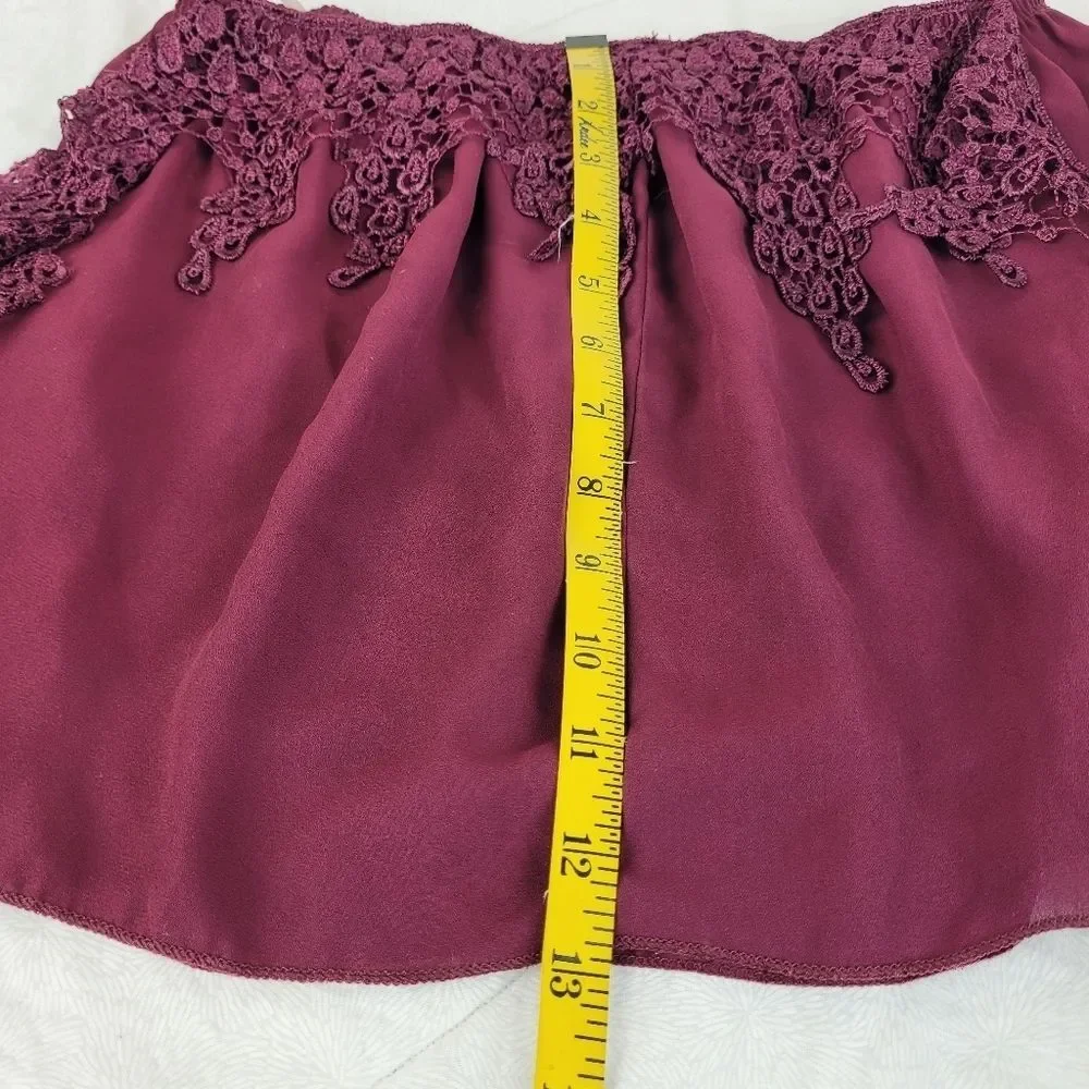 Charlotte Russe off shoulder burgundy lace trim crop top whimsigoth witchy Y2K M